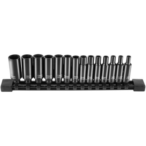 VEVOR Set di Bussole a Percussione 6,35 mm, Set di Bussole Metriche 14 Pezzi 4-15 mm, Acciaio Legato al Cr-Mo per Riparazione Auto, Marcature delle Dimensioni Facili da Leggere Costruzione Resistente (1/5)