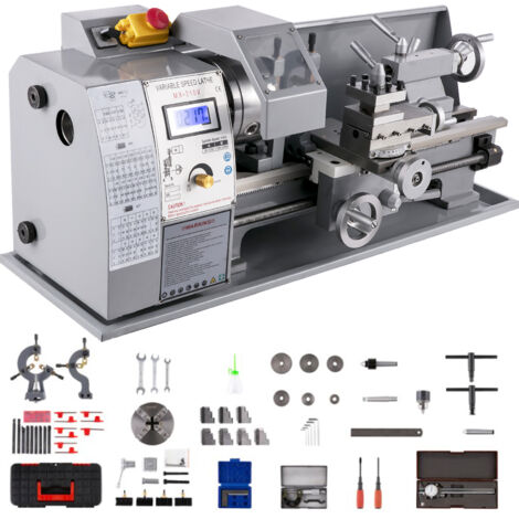 VEVOR Mini Tornio in Metallo, 8x16 Pollici 50-2500PRM Tornio in Metallo a Velocita Variabile per La Lavorazione di Mini Parti di Precisione, L'Elaborazione di Campioni e Lavori di Modellazione