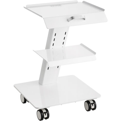VEVOR Carrello da laboratorio, Carrello mobile in metallo con ruote girevoli, Carrello da clinica con vassoio con capacita di peso di 220 libbre, per laboratorio, clinica, bellezza e salone