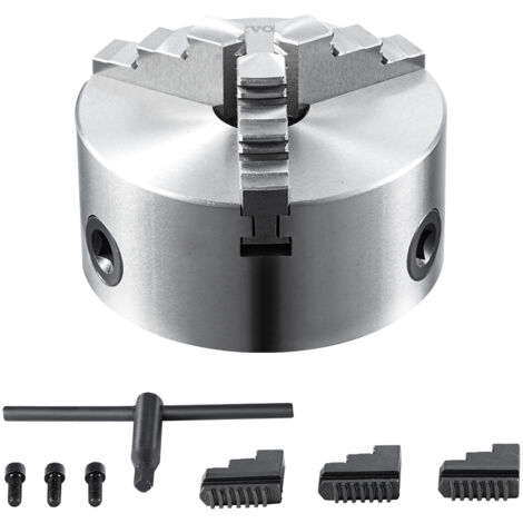 VEVOR Mandrino a 3 Ganasce per Tornio Mandrino Autocentrante Materiale in HT300 Diametro 160 ± 5 mm, Mandrino per Tornio a 3 Griffe Gamma di Serraggio 3,5-60mm, Mandrino Autocentrante per Tornio 160mm