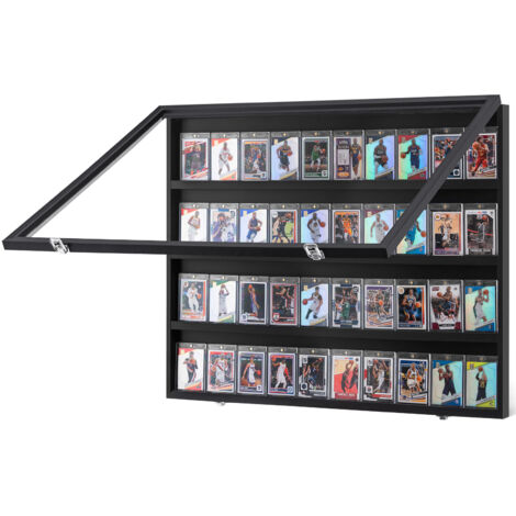 VEVOR Vetrina Espositiva Trasparente di Carte Sportive, Cornice di Carte Collezionabili di Calcio Basket Hockey Foto, Protezione UV PC Vetro, Armadietto Muro Serratura, 36 Graduate, 775x617x55mm (1/5)