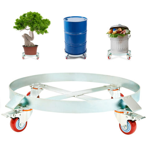 VEVOR Carrello Base Rotondo per Trasporto Bombole Fusto Vaso di Piante Carichi Pesanti Capienza Max. 454kg per Fusto di Capacita Max. 250 Litri, Carrello Circolare con Ruote per Trasporto Fusto Piante