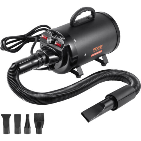 VEVOR Asciugatore Tosatore per Cani Gatti Portatile Potenza 2000W, Aspirapelo per Cane Gatto Animali Domestici 4 Testine Sostituibili Velocita Massima del Vento 70 m/s, Asciugatore per Pelo di Animali