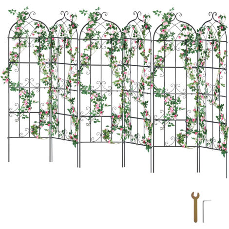 VEVOR Traliccio da Giardino Rampicanti per Piante Fiori in Metallo Antiruggine, Supporto per Traliccio per Rose Rampicanti Esterno, Traliccio Decorativo per Clematide Alta Cortili 51 x 180 cm 6 Pezzi