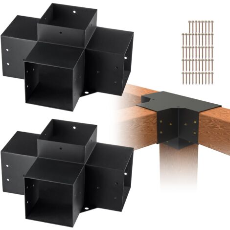 VEVOR Kit Staffe per Pergola 15x15 cm Supporto per Pali in Legno da Carpenteria 2 Staffe Angolari a 4 Vie Kit per Travi Fai da Te per Gazebo, Pergolati da Patio, Cabine, Kit Staffe per Pergola 2 pz (1/5)