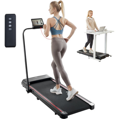 VEVOR Tappetino da Passeggio Carico 120 kg Macchina da Corsa per Camminare Sotto Scrivania per Ufficio, Gamma di Velocita 1-12 KM/H Tappetino Portatile 2 in 1 con Manubrio, Telecomando, Schermo LED