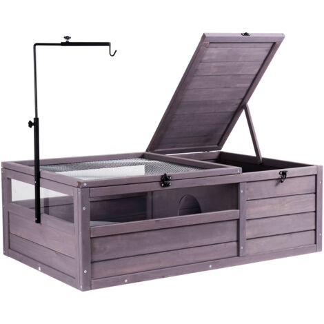 VEVOR Habitat per Tartarughe, Casa per Tartarughe in Legno per Interni ed Esterni, Recinto per Tartarughe con Supporto per Lampada Regolabile, Recinto per Rettili a 2 Camere, Gabbia per Piccoli Animal