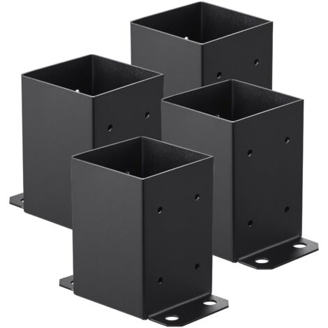 VEVOR Set di 4 Supporti per Pali in Legno 102x102 mm Base per Pali Interni 91x91 mm Ancoraggio per Pali in Acciaio al Carbonio Verniciato a Polvere Supporto Ringhiera Terrazza, Padiglione, Nero Opaco