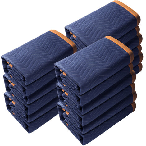 VEVOR Set di Coperte per Traslochi Mobili 2032 x 1829 mm da 12 Pezzi, Coperture Protettive Materiale in Tessuto Non Tessuto per Traslochi Trasporti Proteggere Pavimenti dei Mobili Colore Blu/Arancione (1/5)