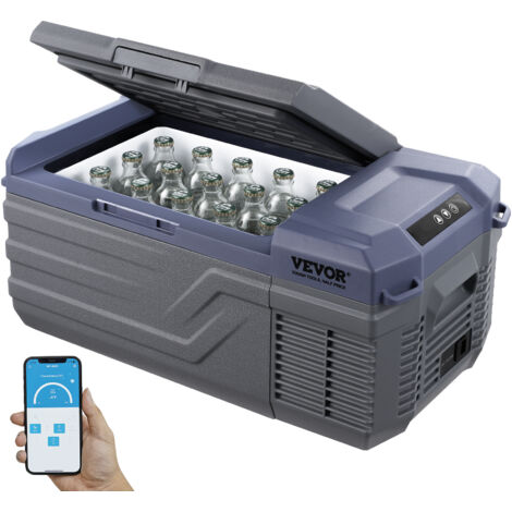 VEVOR Frigorifero per Auto, Congelatore Portatile Zona Singola 15 L 12 Volt, Gamma Regolabile da -20  20 ℃, Dispositivo di Raffreddamento a Compressore 12/24 V CC e 100-240 V CA per Campeggio Camper