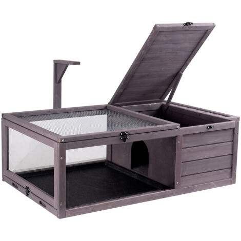 VEVOR Habitat per Tartarughe, Casa per Tartarughe in Legno per Interni ed Esterni, Recinto per Tartarughe con Supporto per Luce Sospesa, Recinto per Rettili a 2 Stanze, Gabbia per Piccoli Animali per