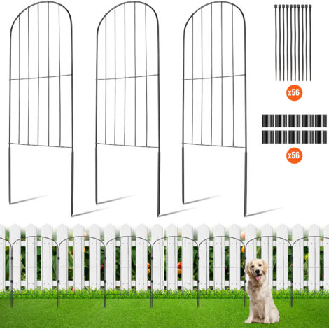 VEVOR Recinzione da Giardino in Metallo 61x33 cm da 28 Barriera per Animali Domestici Senza Scavo 5,08 cm Spaziatura dei Picchi, Recinzione Decorativa in Metallo 28 Pezzi per Giardino Cortile Aiuola (1/5)