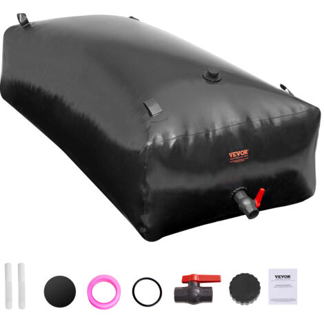 VEVOR Sacca di Stoccaggio dellAcqua, 1000 L Portatile e Pieghevole, Sacca per Acqua Dolce in PVC 1000D Resistente allUsura, per Irrigazione da Giardino, Camper, Uso di Emergenza, Nero