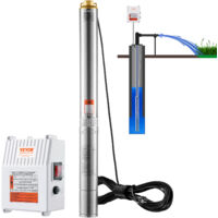VEVOR Pompa Sommergibile per Pozzi Profondi, IP68 1500 W 230 V 60 Hz, Massima Portata 9,8 m³/h Prevalenza 108 m, Cavo 19,4 m Scatola Controllo, Acciaio Inox per Irrigazione Industriale Uso Domestico