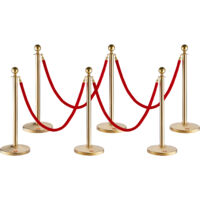 VEVOR Pali 4 Corde in Velluto Rosso 1,5m Controllo della Folla, Barriere Controllo Folla 6 Pezzi, Pali di Acciaio Inox Base Riempibile, Divisorio della Linea Folla Matrimonio Feste φ352 x 990 mm