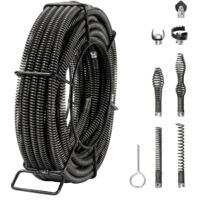 VEVOR Cavo per Pulizia Scarichi con 7 Taglierine Cavo per Pulizia Scarichi Sezionale per Tubi da 20 a 100 mm Cavo per Coclea di Scarico Fognario a Nucleo Cavo per Lavello, Scarico a Pavimento, WC