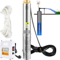 VEVOR Pompa deAcqua Sommergibile 370W Flusso 110L/min per Piscina Giardino Orto in Acciaio Inox, Pompa Sommersa per Pozzi Profondi 230V Prevalenza Max. 44m, Pompa Pozzo con Scatola Controllo Esterna