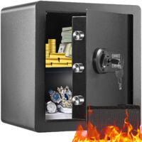 VEVOR Cassaforte Uso Domestico Serratura Codici Chiavi Capienza 51 L Ripiani Rimovibili per Contanti Oro Gioielli Passaporto, Cassetta di Sicurezza Password Chiavi Luce LED, Cassaforte Nera 14,7 kg