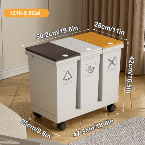 18L 2-Compartment Rolling Trash Can with Wheels (1/5)
