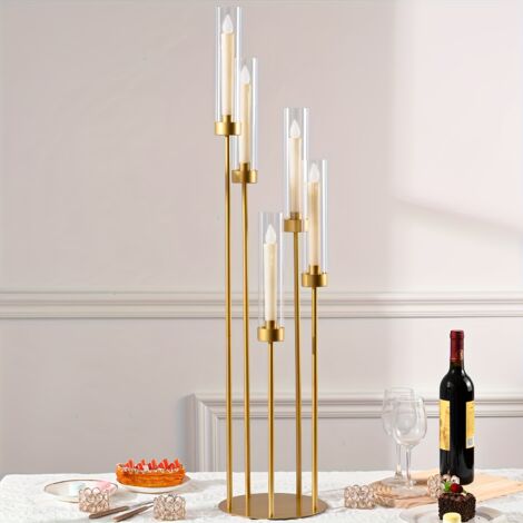 Kerzenständer, 5-armig Kerzenleuchter,108 cm golden Kandelaber Leuchter,Kerzenleuchter Set，Für Hochzeiten, Paare Abendessen bei Kerzenlicht.