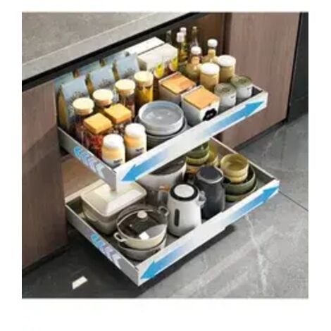 1 Stück Ausziehschrank Organizer, Mit 4 Reinigungstuchen, Verstellbar, Ausziehschublade, Weiß (1/5)