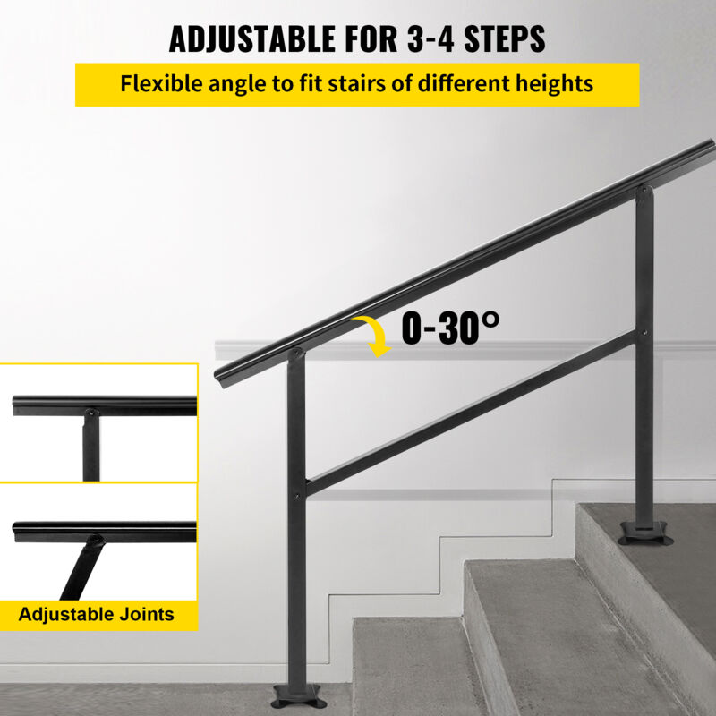 Yopappol Black Stair Handrail, 1m 1.5m 2m 2.5m 3m Hand Railings For Stairs Indoors Outdoors Grab Rail, Wall Mounted Staircase Handrails - Safety Non-Slip (Size : 16.4ft/5m - View #4