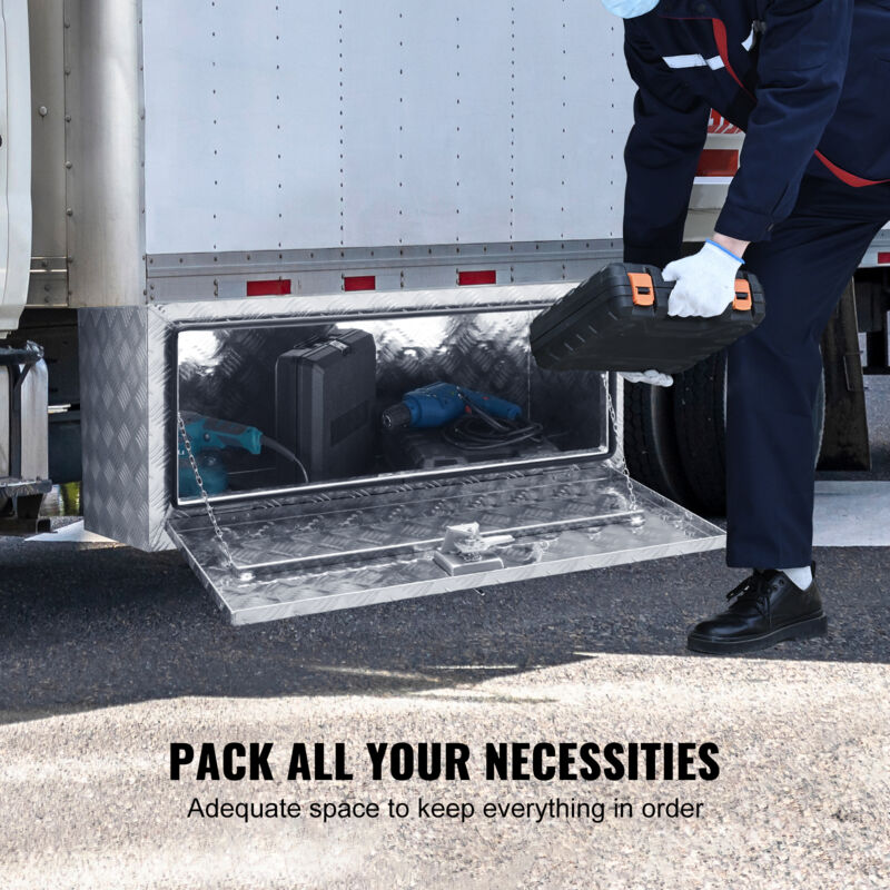 Black Iron Underbody Truck Storage Tool Box – 36x18x18 Inches, Lock & Key Included