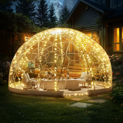VEVOR Garden Dome Tent House, 12 FT Dome Tent, Upgraded Igloo Tent with PVC Transparent Cover and Window, Waterproof Outdoor Geodesic Dome Camping Shelter for Patio, Dining Backyard, Party (1/5)