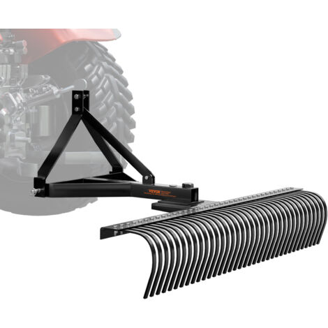 VEVOR Tow Behind Dethatcher, 72-inch Tow Dethatcher with 36 Steel Tines, 3-Point Lawn Dethatcher Rake with Attachments for Tractor, Landscape Rake for Garden, Farm, Grass