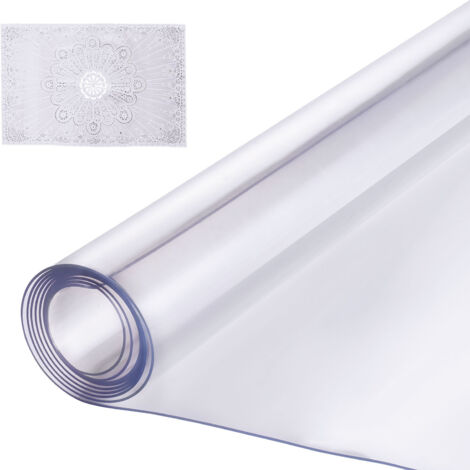 VEVOR Plastic Table Cover, 54 x 54 Inch 2.0 mm Thick Clear Table Protector, Square PVC Desk Mat, Waterproof & Easy Cleaning Desk Pad Tablecloth, for Office Dresser Dining Room Table Night Stand