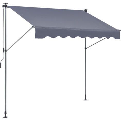VEVOR Manual Retractable Awning, 118" Outdoor Retractable Patio Awning Sunshade Shelter, Adjustable Patio Door Window Awning Canopy with 39" Sun Shade Curtain for Backyard, Garden, Balcony