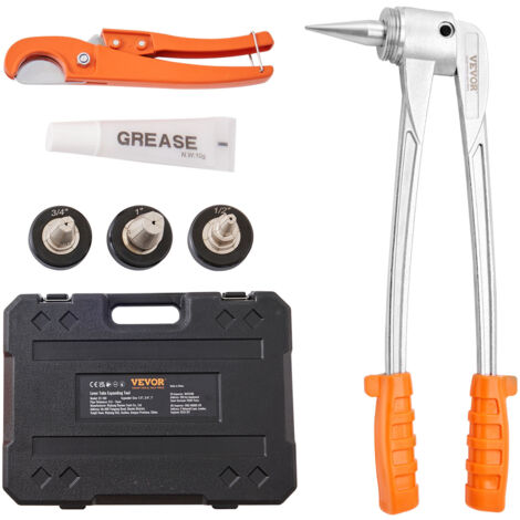 VEVOR Pipe Expander Manual PEX Tubing Expander 3 Expander Heads 1/2