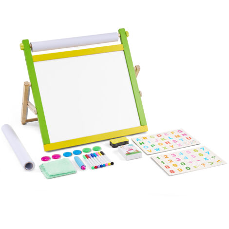 VEVOR Tabletop Art Easel for Kids, 3-in-1 Wooden Double-Sided Kides Art Easel with Magnetic Whiteboard, Chalkboard, Paper Roll, Foldable Portable Drawing Board with Painting Accessories for Boys Girls