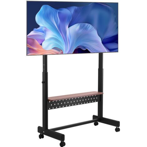 VEVOR Rolling TV Stand, Mobile TV Cart for 55-100 Inch Screens, Height Adjustable Portable Monitor Stand with Tray, Holds up to 205 lbs for Living Room, Bedroom, Office, Outdoor Max VESA 800 x 600 mm