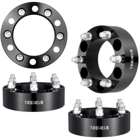VEVOR Wheel Spacers, 2" 6"x5.5" Wheel Adapters, 6 Lug Forged Spacer, 108 mm Bore Hubcentric M14 x1.5 Studs Spacers, Fit for 1988-2023 Chevrolet, GMC, and Cadillac, 4 PCS Black (1/5)