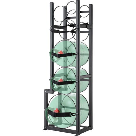 VEVOR Refrigerant Tank Rack, with 1 x 50lb, 2 x 30lb and Other 3 Small Bottle Tanks, Cylinder Tank Rack 15.55x12.99x49.8 in, Refrigerant Cylinder Rack and Holders for Freon, Gases, Oxygen, Nitrogen
