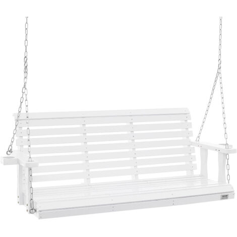 Mophorn Wooden Porch Swing 5.5 ft, Patio bench swing for Courtyard & Garden, Upgraded 880 lbs Strong Load Capacity, Heavy Duty Swing Chair Bench with Hanging Chains for Outdoors, White (1/5)