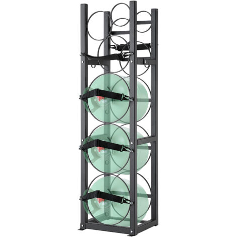 VEVOR Refrigerant Tank Rack, with 3 x 30lbs and Other 3 Small Bottle Tanks, Cylinder Tank Rack 12.79x12.99x47.12 in, Refrigerant Cylinder Rack and Holders for Freon, Gases, Oxygen, Nitrogen