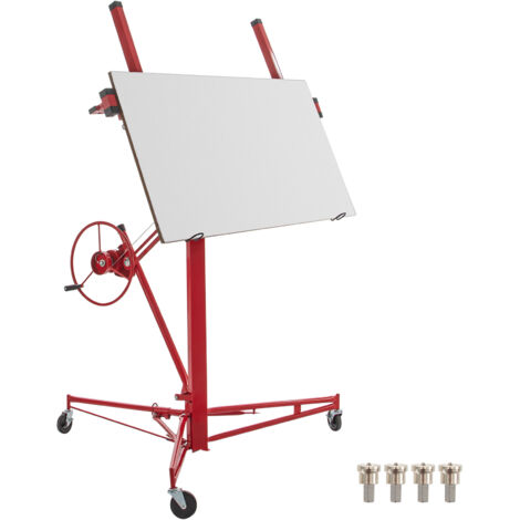 VEVOR Drywall Rolling Lifter Panel, 16ft Sheetrock Lift Drywall Lift, 150lb Weight Capacity Panel Hoist Jack Tool, Steel Material with Telescopic Arm & 3 Lockable Wheels, 48x192 in Plasterboard Size
