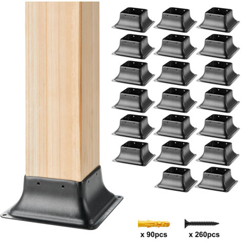 VEVOR 101.6x101.6mm Post Base 20Pcs, Internal 91x91mm Heavy Duty Powder-Coated Steel Post Bracket Fit for Standard Wood Post Anchor, Decking Post Base for Deck Porch Handrail Railing Support (1/5)