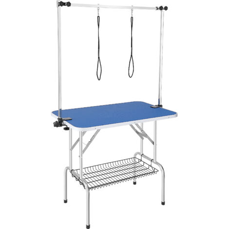 VEVOR Pet Grooming Table Two Arms with Clamp, 915 x 610mm Dog Grooming Station, Foldable Pets Grooming Stand for Medium and Small Dogs, Free Two No Sit Haunch Holder with Grooming Loop, Bearing 150kg