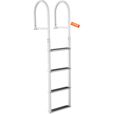 VEVOR Dock Ladder, Removable 4 Steps, 500 lbs Load Capacity, Aluminum Alloy Pontoon Boat Ladder with 3.1'' Wide Step & Nonslip Rubber Mat, Easy to Install for Ship/Lake/Pool/Marine Boarding