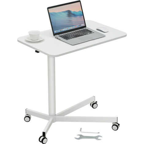 VEVOR Mobile Standing Desk, 28.5"-44.2" Gas-Spring Height Adjustable Sit-Stand Desk, 360° Swivel Wheels (2 Lockable) Portable Rolling Laptop Table Computer Cart for Home Office School, 44LBS Loading (1/5)