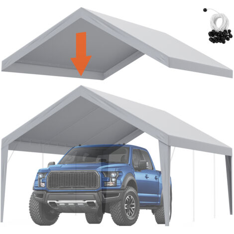 Mophorn Carport Replacement Canopy Cover 13 x 20 ft, Garage Top Tent Shelter Tarp Heavy-Duty Waterproof & UV Protected, Easy Installation with Ball Bungees,Grey (Only Top Cover, Frame Not Include)