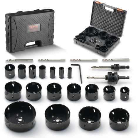 VEVOR Hole Saw Kit, 18 PCS Saw Blades, 6 Drill Bits, 1 Hex Wrench, Bi Metal M42 Hole Saw Set with Carrying Case, General Purpose Size from 3/4" to 4-1/2", Ideal for Wood Board, Iron and Plastic Plate (1/5)