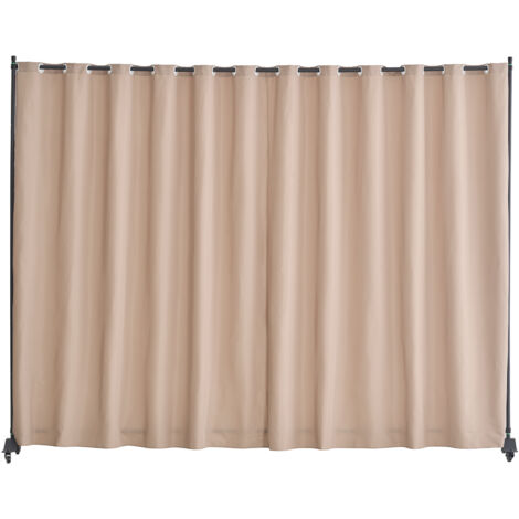 VEVOR Room Divider, Portable Panel Room Divider with Wheels Curtain Divider Stand, Freestanding Room Divider Privacy Screen for Office, Bedroom, Dining Room, Study, Brown