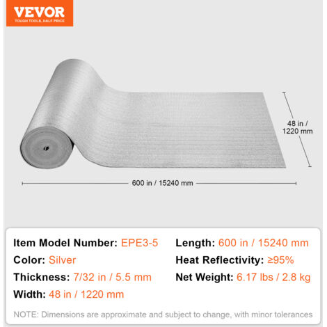 XTEMP 5mm Reflective Foam Core Insulation RADIANT BARRIER 16'' X 50ft R8-24