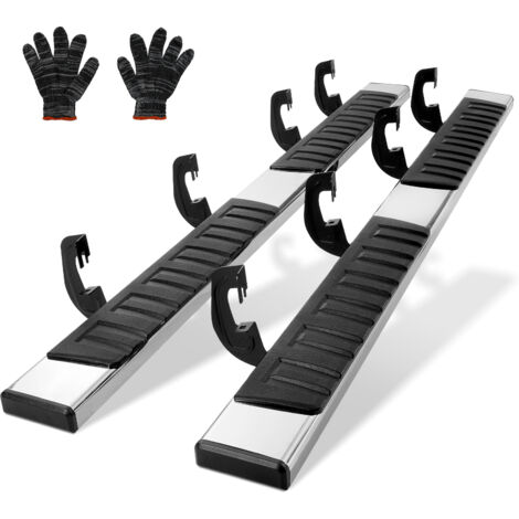 VEVOR Running Boards, 6" Step Bars Compatible with 2007-2018 Chevy Silverado/GMC Sierra 1500 Crew Cab/2019 2500HD 3500HD 1500 LD, 201 Stainless Steel Side Steps Nerf Bars, 500LBS Capacity, 2 Piece