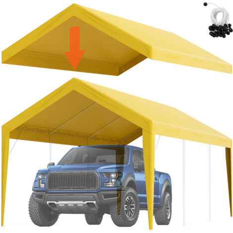 Mophorn Carport Replacement Canopy Cover 10 x 20 ft, Garage Top Tent Shelter Tarp Heavy-Duty Waterproof & UV Protected, Easy Installation with Ball Bungees,Beige (Only Top Cover, Frame Not Include)
