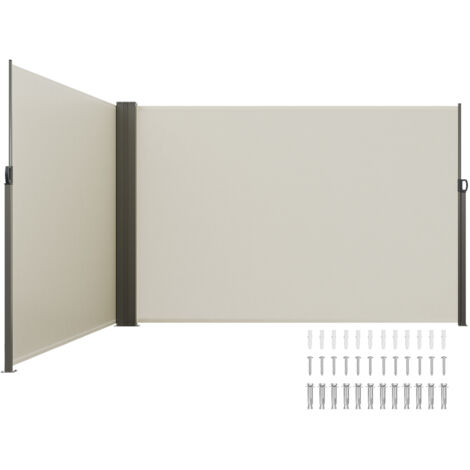 VEVOR Retractable Side Awning, 79''x 236'' Outdoor Privacy Screen, 180g Polyester Water-proof Retractable Patio Screen, UV 30+ Room Divider Wind Screen for Patio, Backyard, Balcony, Beige